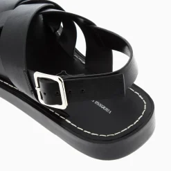Sandales Terry Noires A Brides Croisees