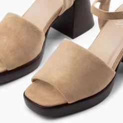 Sandales Tyrah Beiges A Plateforme Et Talon Bois