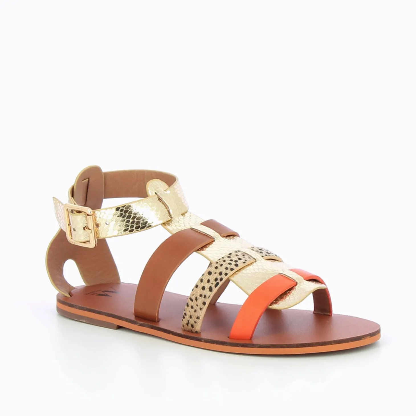 Spartiates Laurine Or Et Camel A Bride Orange