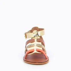 Spartiates Laurine Or Et Camel A Bride Orange