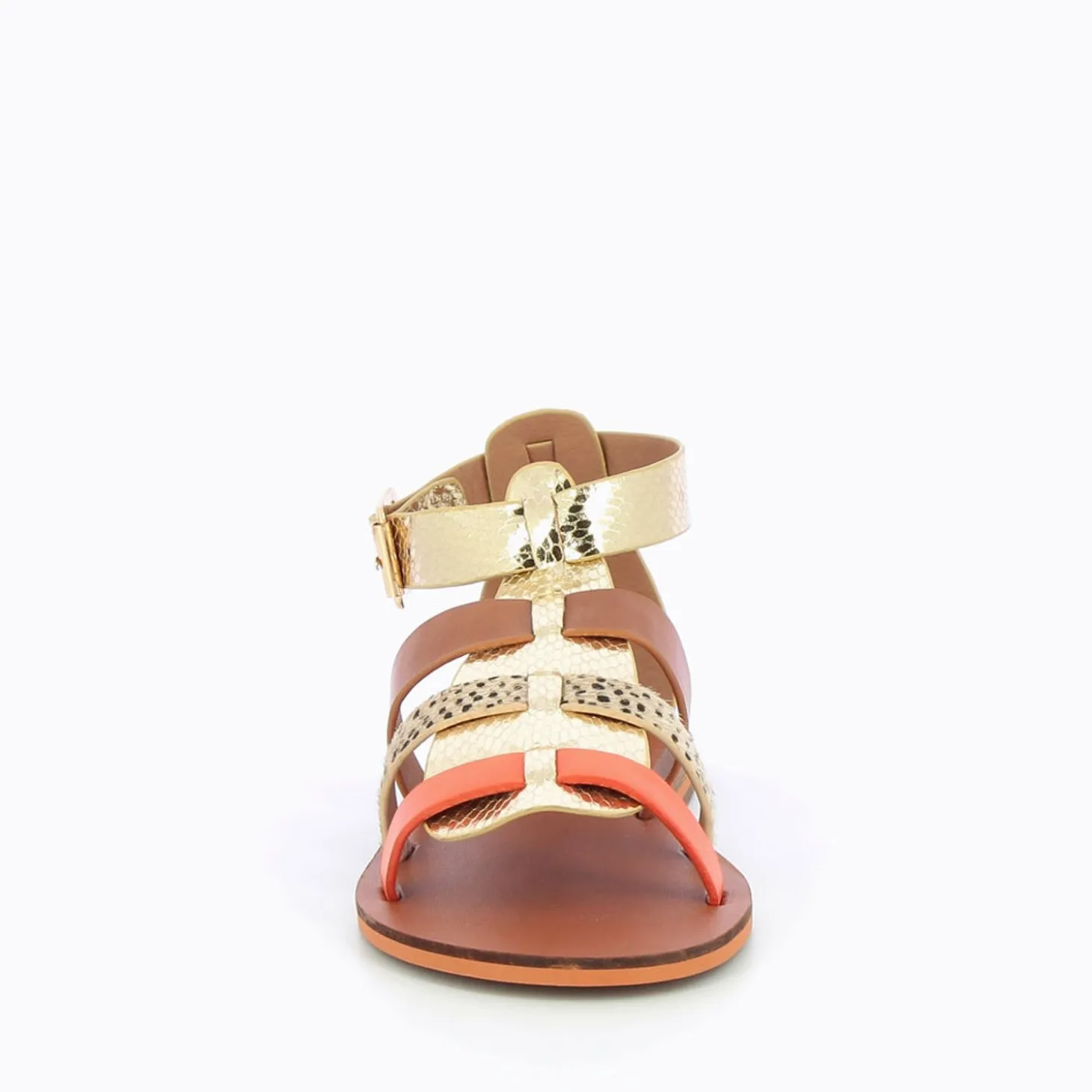 Spartiates Laurine Or Et Camel A Bride Orange